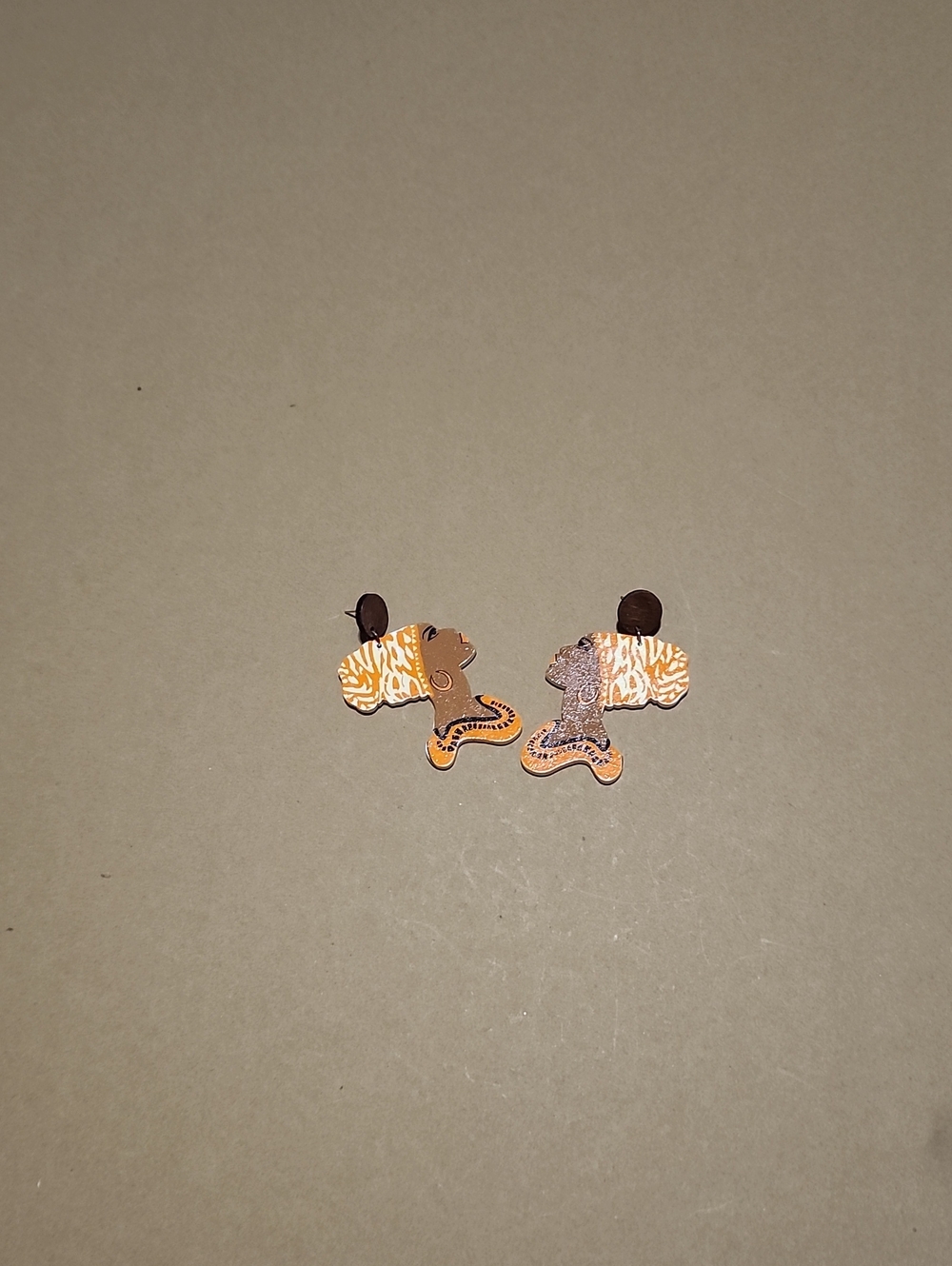 Tan & Orange African Queen Earrings